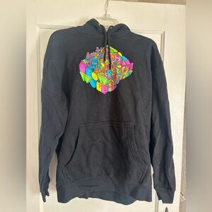 Meow Wolf Black Hoodie with Neon 3D Geometric Graphic